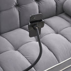 Velvet Convertible 55'' 2-Seater Sleeper Sofa with Pull-Out Bed, Adjustable Recline, Side Pockets, and Phone Holder