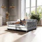 Velvet Tufted Couch Pet Bed Upholstered with Removable Cushion