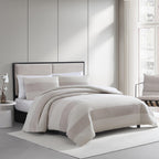 Vera Wang Chenille Waffle Stripe Beige Comforter Set