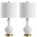 Vermont 22 Glass/Metal LED Table Lamp, White (Set of 2) by JONATHAN Y
