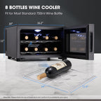 Versatile 8 - bottle Beverage Cooler(46 - 66°F): Sleek Design and Ultra - quiet Operation for Home Use