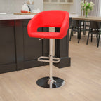 Modern Upholstered Adjustable-Height Barstool with Rounded Back