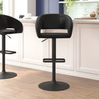 Modern Upholstered Adjustable-Height Barstool with Rounded Back