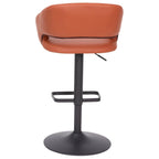 Modern Upholstered Adjustable-Height Barstool with Rounded Back