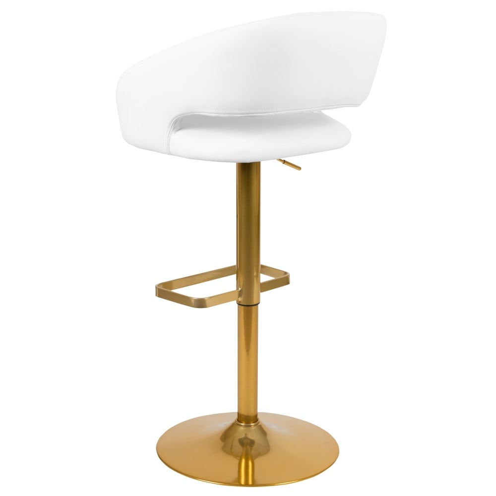 Modern Upholstered Adjustable-Height Barstool with Rounded Back
