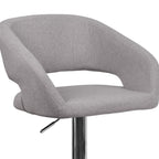 Modern Upholstered Adjustable-Height Barstool with Rounded Back