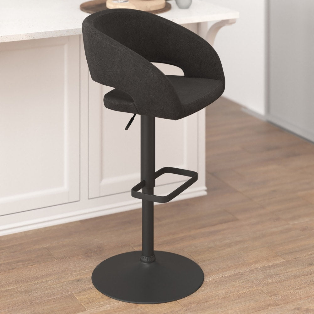 Modern Upholstered Adjustable-Height Barstool with Rounded Back