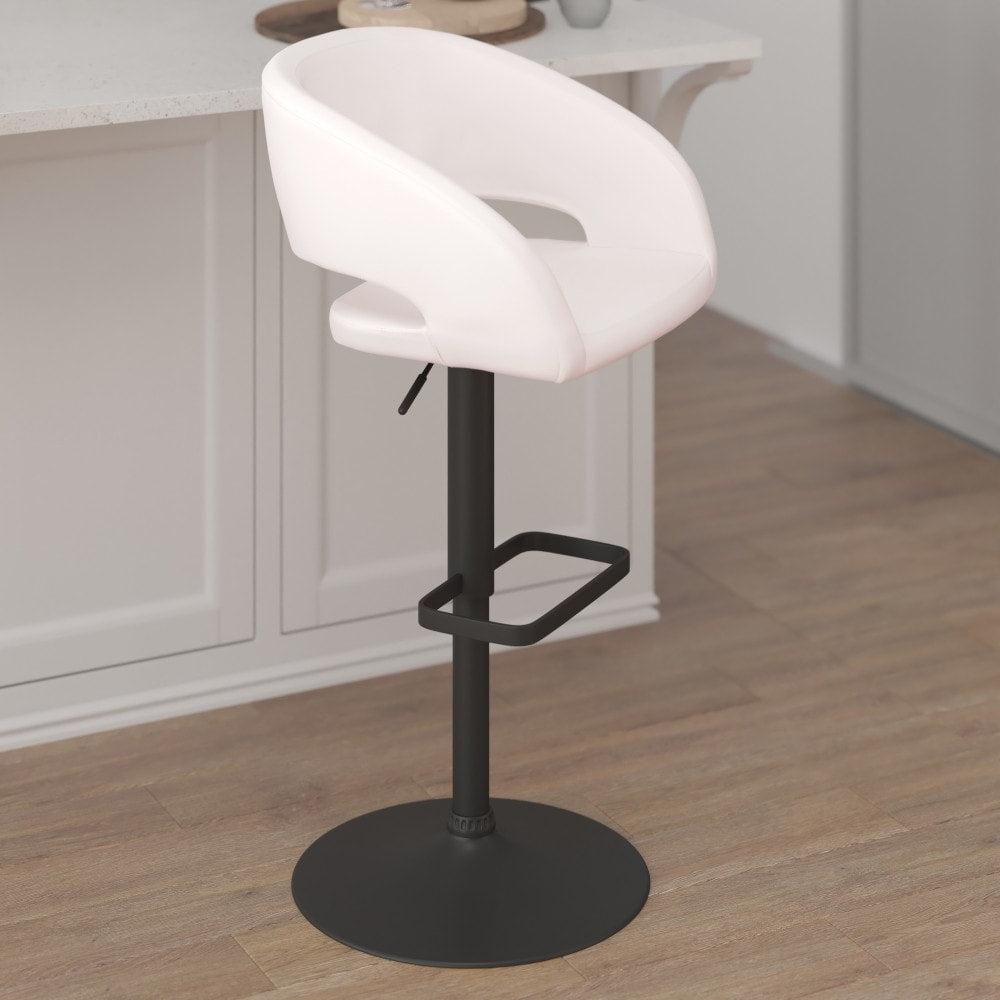 Modern Upholstered Adjustable-Height Barstool with Rounded Back