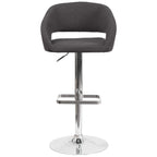 Modern Upholstered Adjustable-Height Barstool with Rounded Back