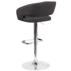 Modern Upholstered Adjustable-Height Barstool with Rounded Back