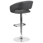 Modern Upholstered Adjustable-Height Barstool with Rounded Back