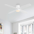WINGBO 44/52 Inch Flush Mount DC Ceiling Fan with Lights and Remote, 4 Reversible Blades