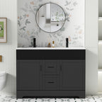 Wavy Line 30/36/48 Bathroom Vanity Set with Sink & Faucet