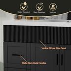 Wavy Line 30/36/48 Bathroom Vanity Set with Sink & Faucet