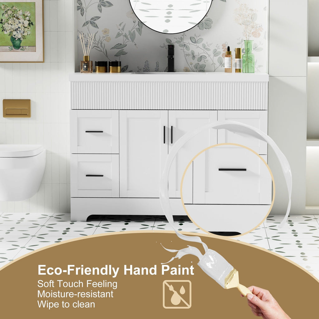 Wavy Line 30/36/48 Bathroom Vanity Set with Sink & Faucet