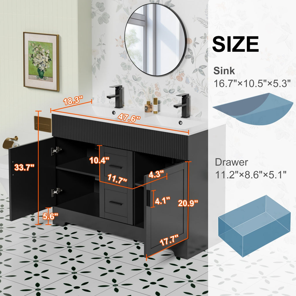 Wavy Line 30/36/48 Bathroom Vanity Set with Sink & Faucet