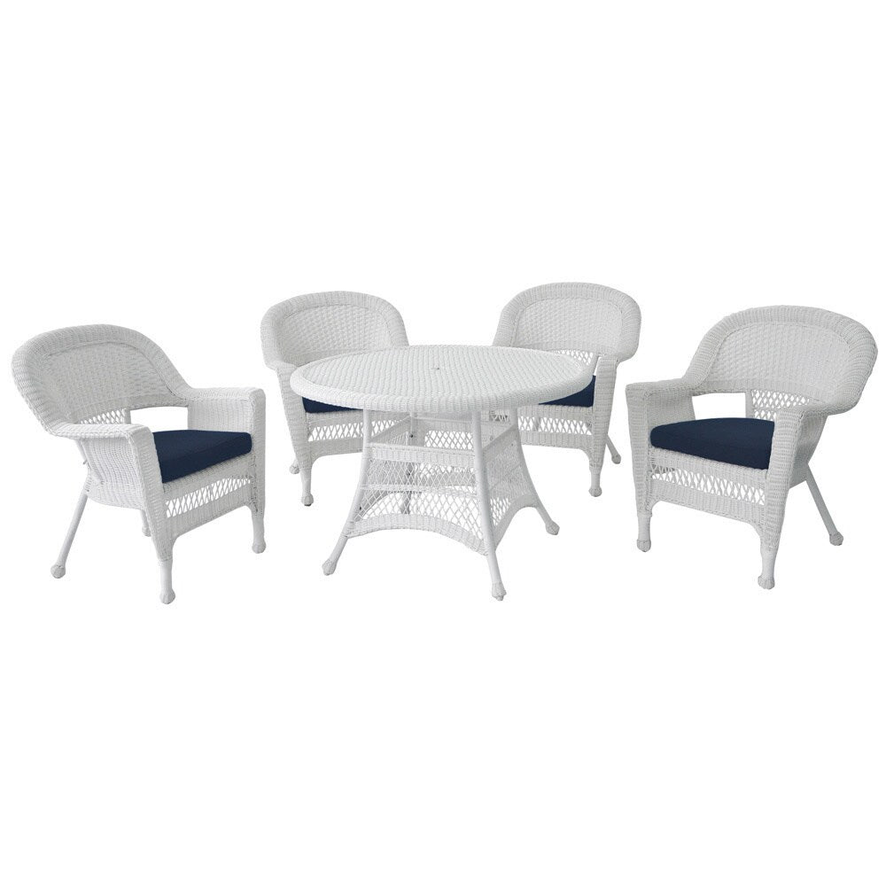 5-piece White Resin Wicker Dining Set