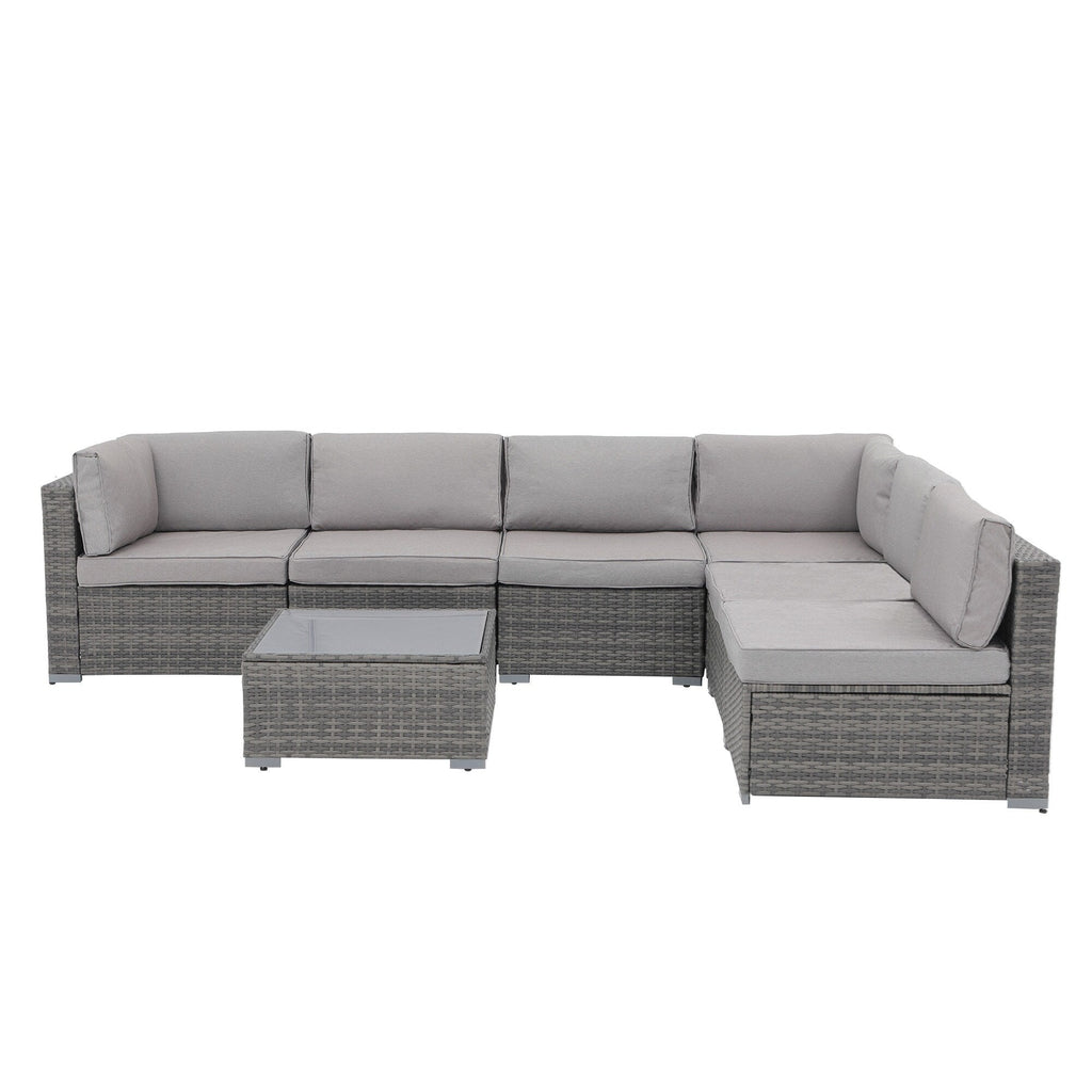 Wicker/ Steel 7-piece Outdoor Cushioned Sectional Sofa Set