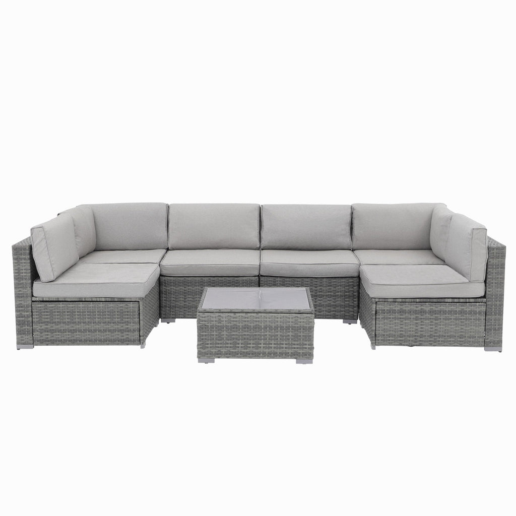 Wicker/ Steel 7-piece Outdoor Cushioned Sectional Sofa Set