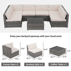 Wicker/ Steel 7-piece Outdoor Cushioned Sectional Sofa Set
