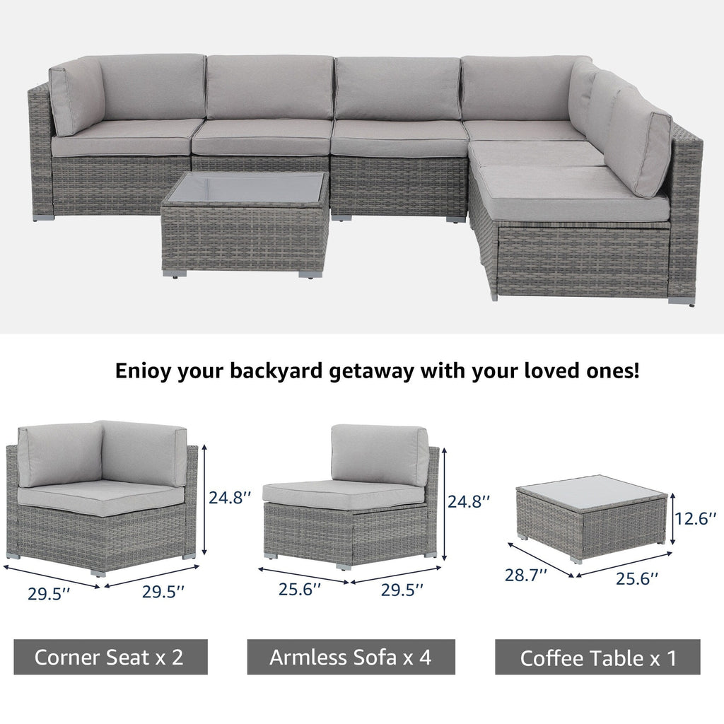 Wicker/ Steel 7-piece Outdoor Cushioned Sectional Sofa Set