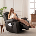 Wide Seat Durable Leather Massage and Heat Recliner