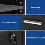 Wood File Cabinet with Charging Station Mobile Lateral Filing Cabinet Lockable Fits A4 Letter Legal Size Files