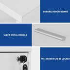 Wood File Cabinet with Charging Station Mobile Lateral Filing Cabinet Lockable Fits A4 Letter Legal Size Files