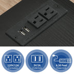 Wood File Cabinet with Charging Station Mobile Lateral Filing Cabinet Lockable Fits A4 Letter Legal Size Files