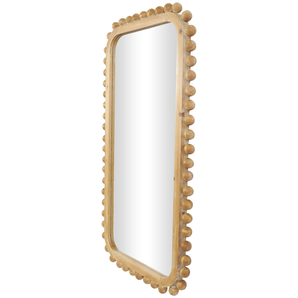 Wood Wall Mirror with Beaded Frame - Brown - Roche River Decor