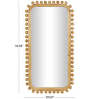 Wood Wall Mirror with Beaded Frame - Brown - Roche River Decor