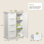 Bathroom Floor Storage Cabinet, Free-Standing Floor Storage Cabinet with 4 Draws and Adjustable Shelf