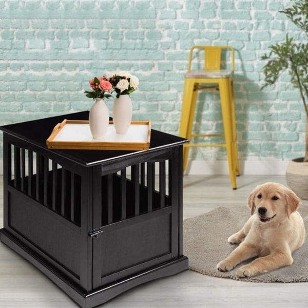 Wooden Pet Crate End Table with Lockable Door