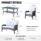 XIZZI 4-piece Outdoor Patio Furniture Conversation Set with Table