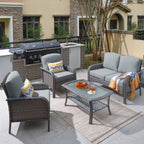 XIZZI 4-piece Outdoor Patio Furniture Conversation Set with Table