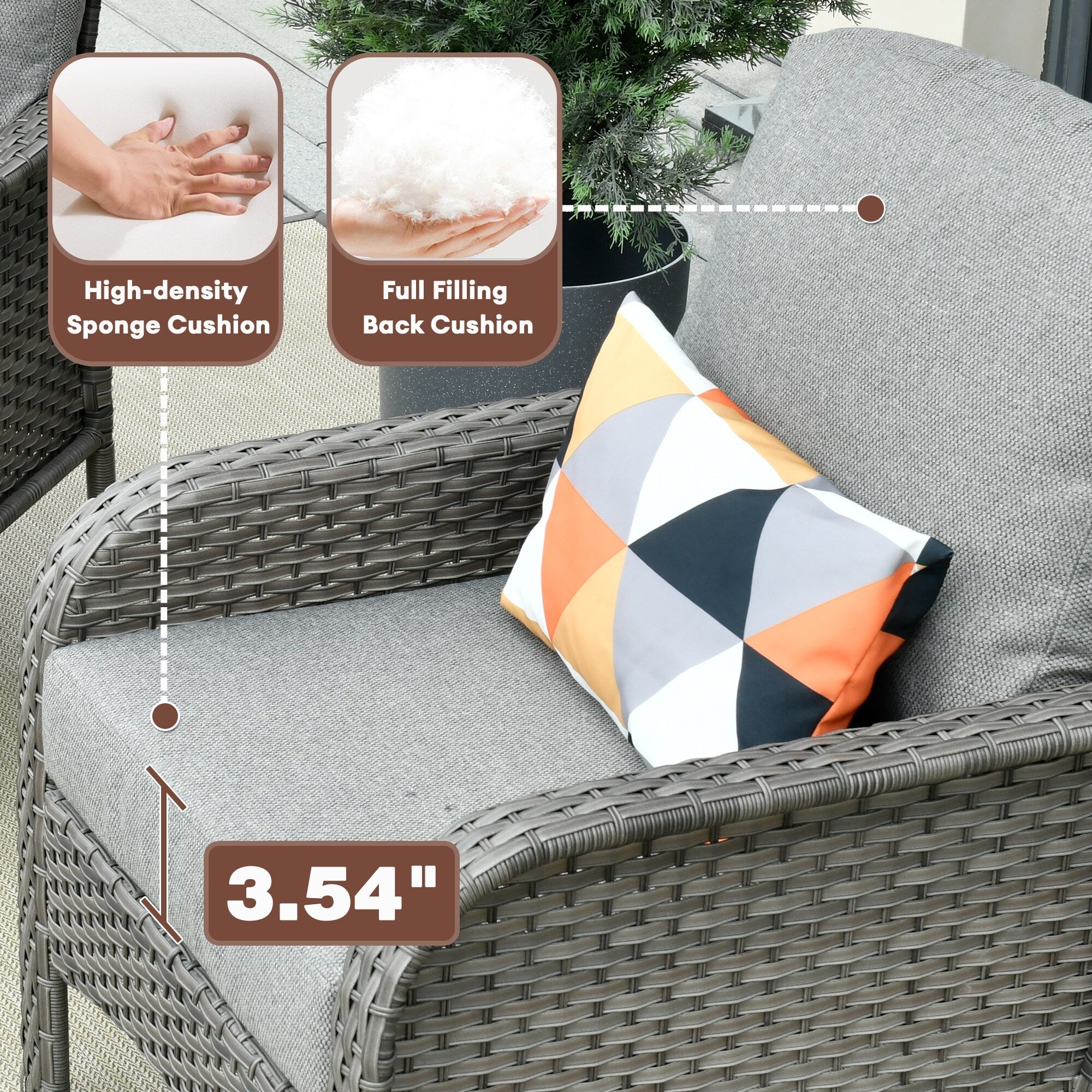 XIZZI 4-piece Outdoor Patio Furniture Conversation Set with Table