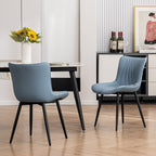 Modern Upholstered Leather Armless Dining Chairs Set of 2