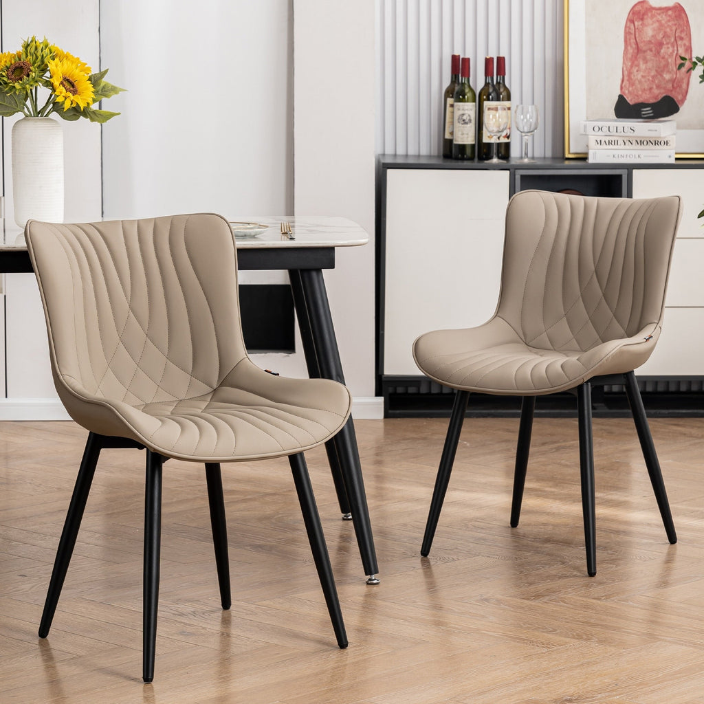 Modern Upholstered Leather Armless Dining Chairs Set of 2