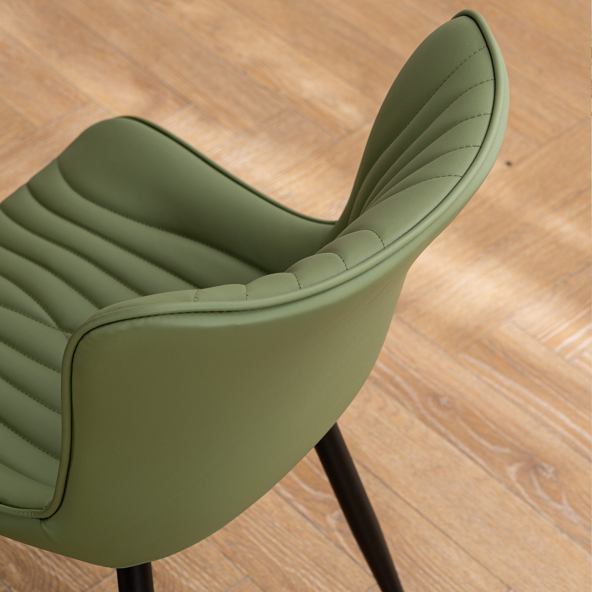 Modern Upholstered Leather Armless Dining Chairs Set of 2