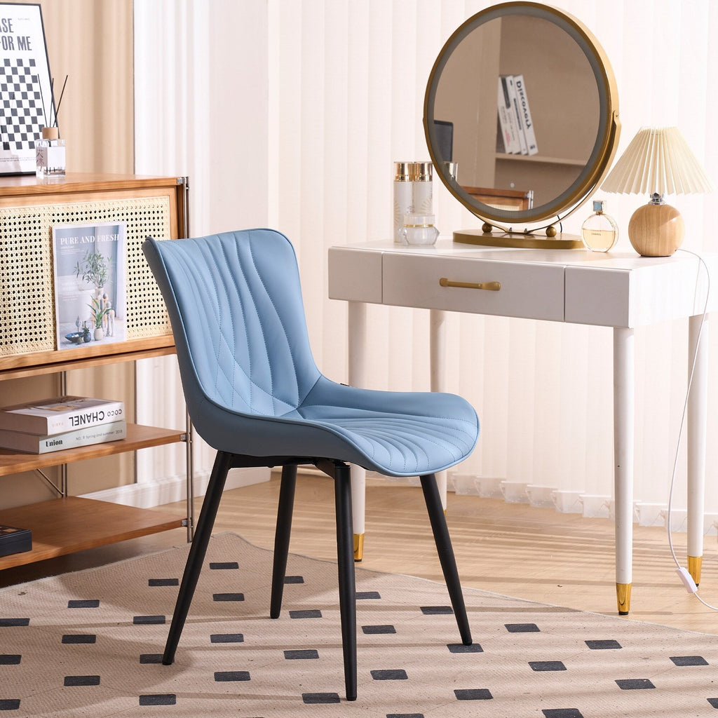 Modern Upholstered Leather Armless Dining Chairs Set of 2