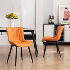 Modern Upholstered Leather Armless Dining Chairs Set of 2