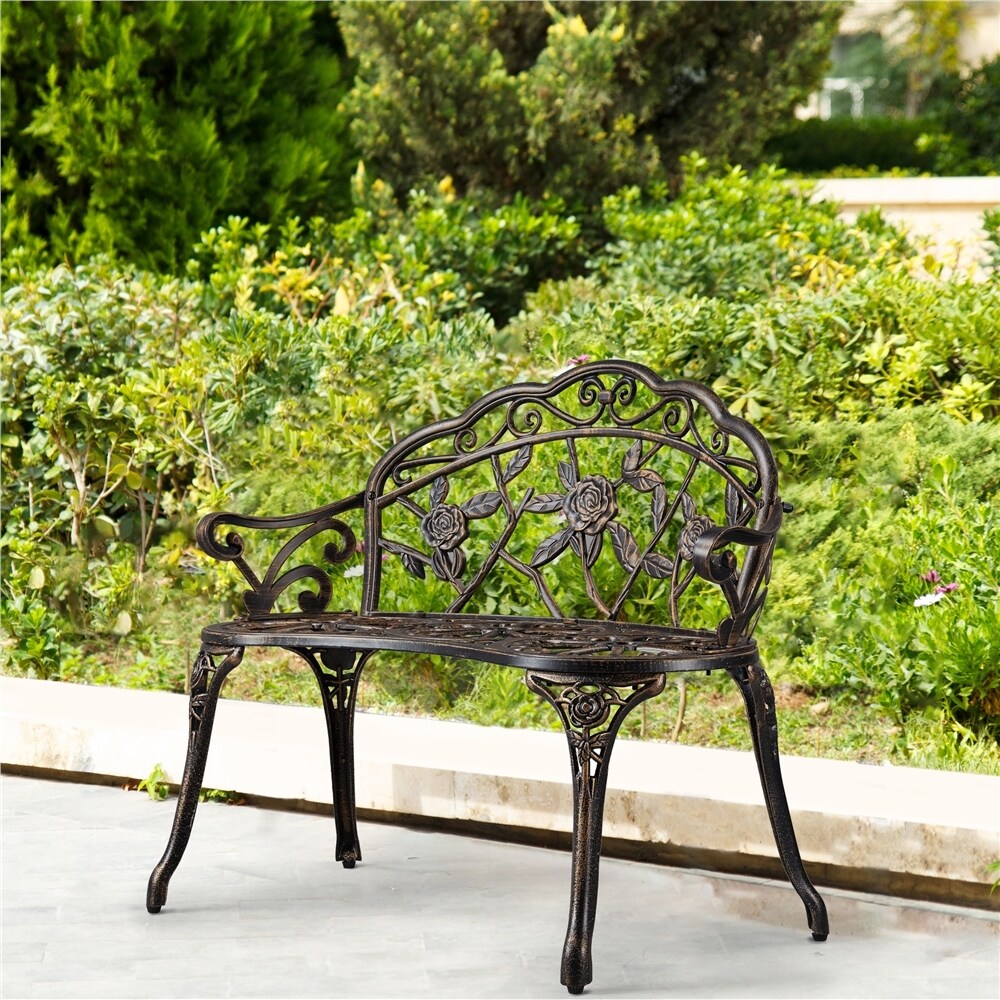 Yaheetech Outdoor Metal Bench Patio Park Garden Bench - N/A