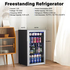 Yeego 19 Inch 140 Cans Single Zone Freestanding Beverage Cooler Refrigerator - 19 inch