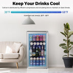 Yeego 19 Inch 140 Cans Single Zone Freestanding Beverage Cooler Refrigerator - 19 inch