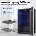 Yeego 19 Inch 140 Cans Single Zone Freestanding Beverage Cooler Refrigerator - 19 inch