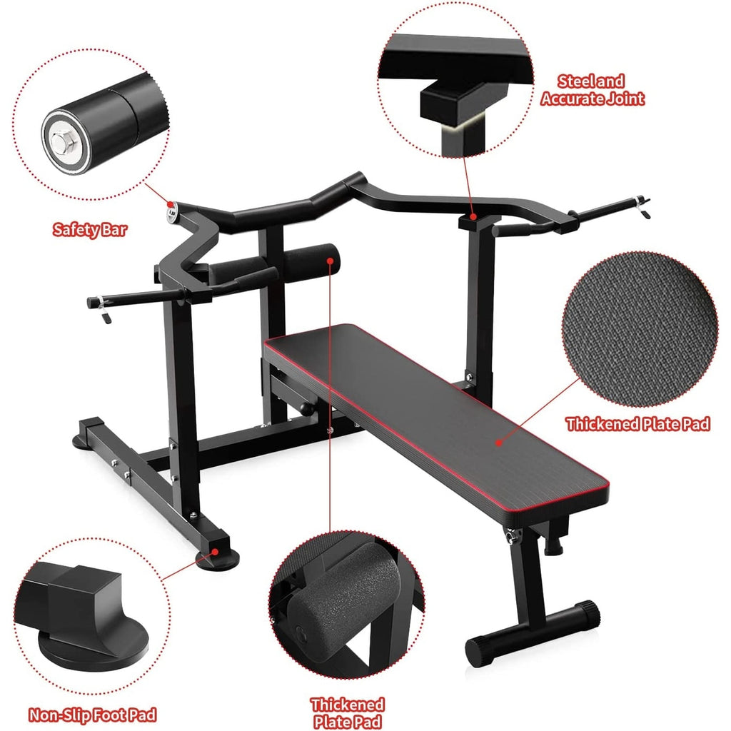 Zenova Bench Press Set Chest Press Machine with Independent Converging Arms and Dumbbell Rack